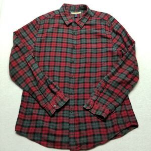Prince & Fox Mens XL Flannel Shirt Red Gray Tartan Plaid Cotton Hiking Ranch